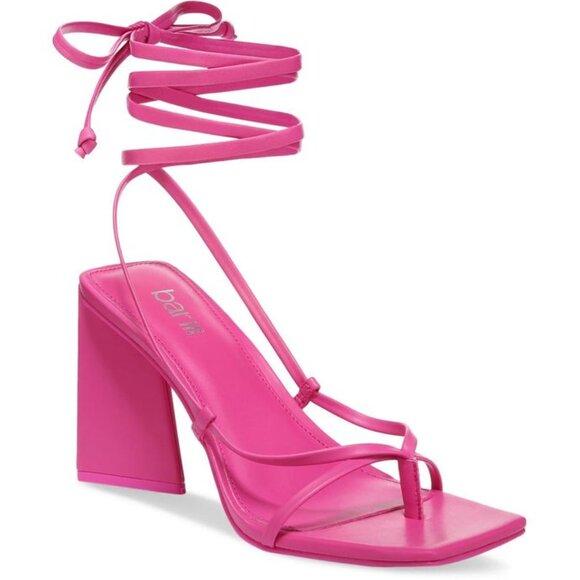 🎉BAR III Auroraap 9 Faux Leather Cone Heel Laceup  Smooh Pink Summer Party Shoes - Picture 1 of 16